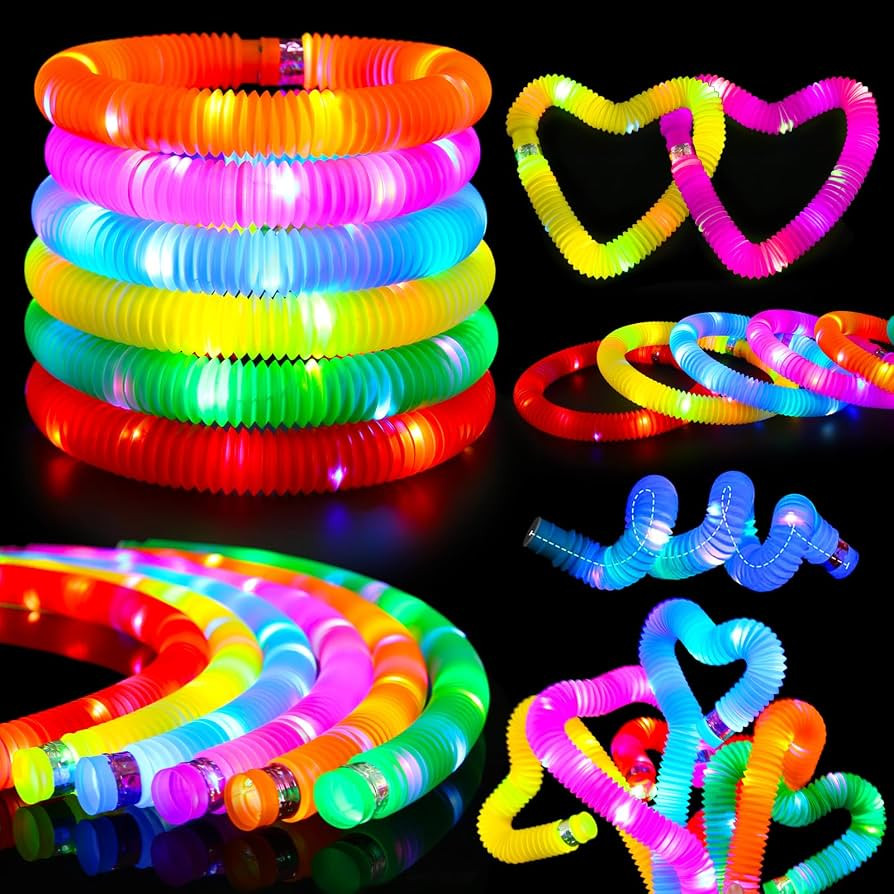 Siwarm 24 Pcs Glow Sticks Toys for Kids, LED Light Up Pop Tubes/Bracelet Party Favors for Kids,Gl... | Amazon (US)