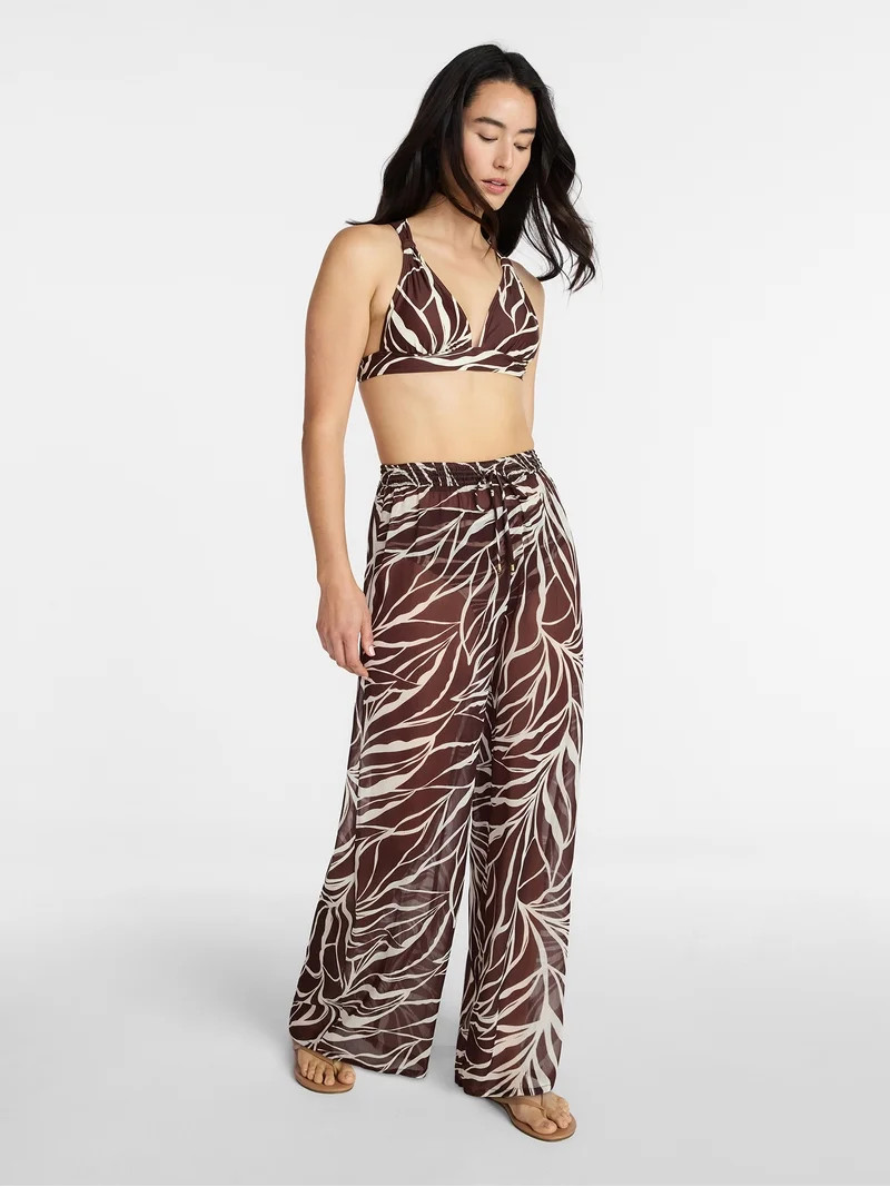 Time and Tru Women's and Women's Plus Wide Leg Coverup Pants, Sizes XS-3X | Walmart (US)