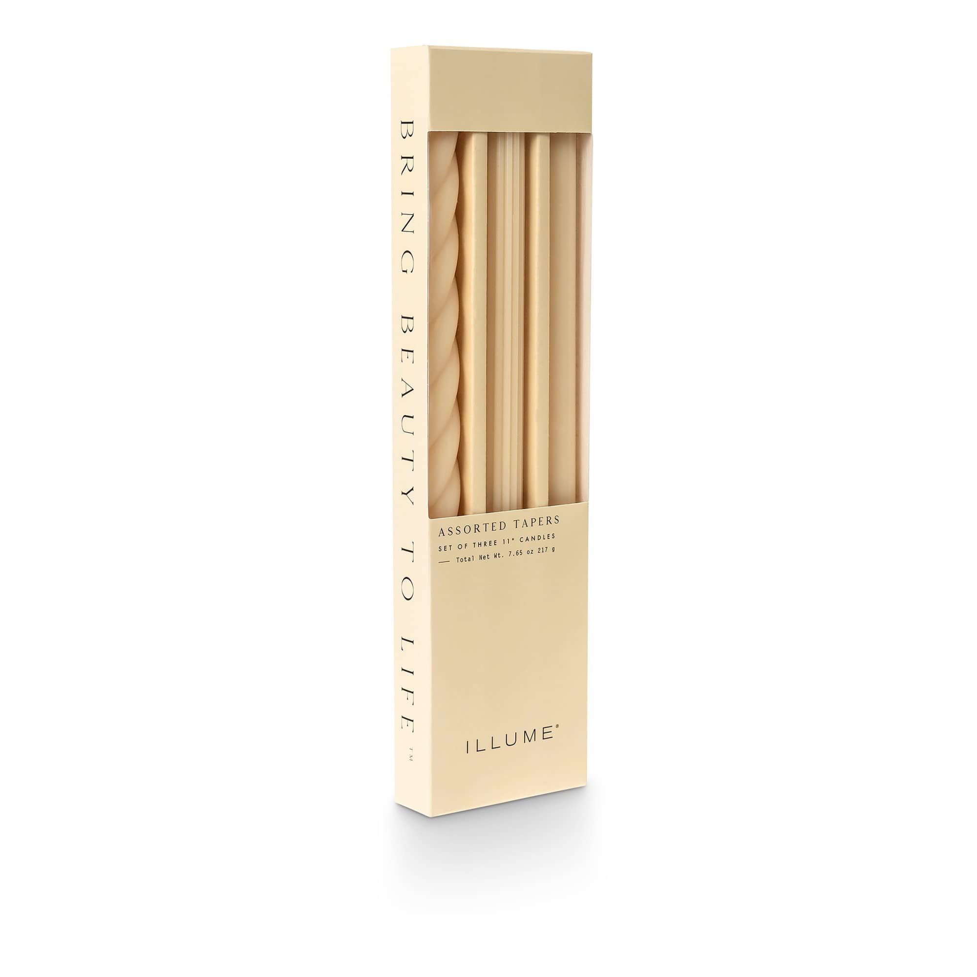 Amazon.com: ILLUME Beautifully Done Unscented Assorted Candle Tapers 3-Pack, Cream : Home & Kitchen | Amazon (US)