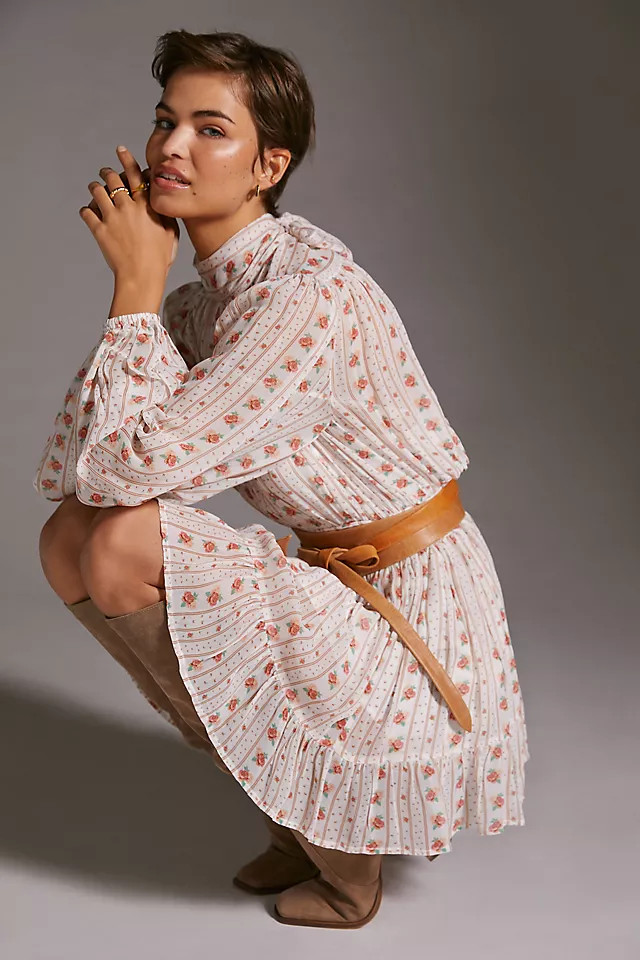 Let Me Be Mock Neck Sheer Mini Dress | Anthropologie (US)