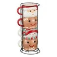 Holiday Time 12oz Holiday Characters Glazed Stoneware Ceramic Stacking Mug Set with Metal Rack | Walmart (US)