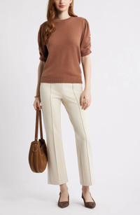 Click for more info about Ruched Short Sleeve Cashmere Sweater