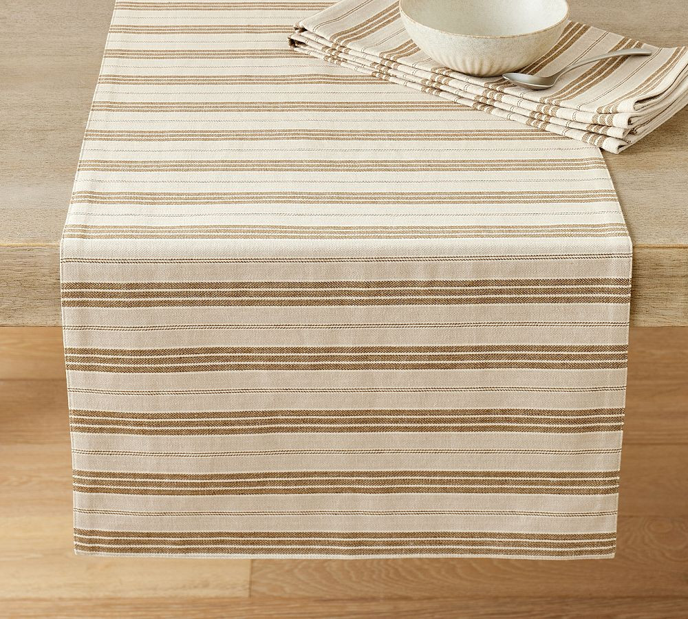 Colette Stripe Cotton/Linen Table Runner | Pottery Barn (US)