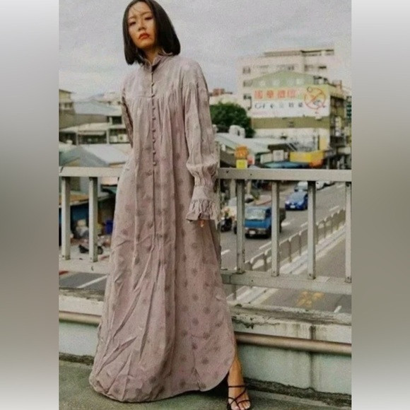 Sandra Mansour x H&M Jacquard Oversized Maxi Dress Kaftan Boho Women’s Small | Poshmark