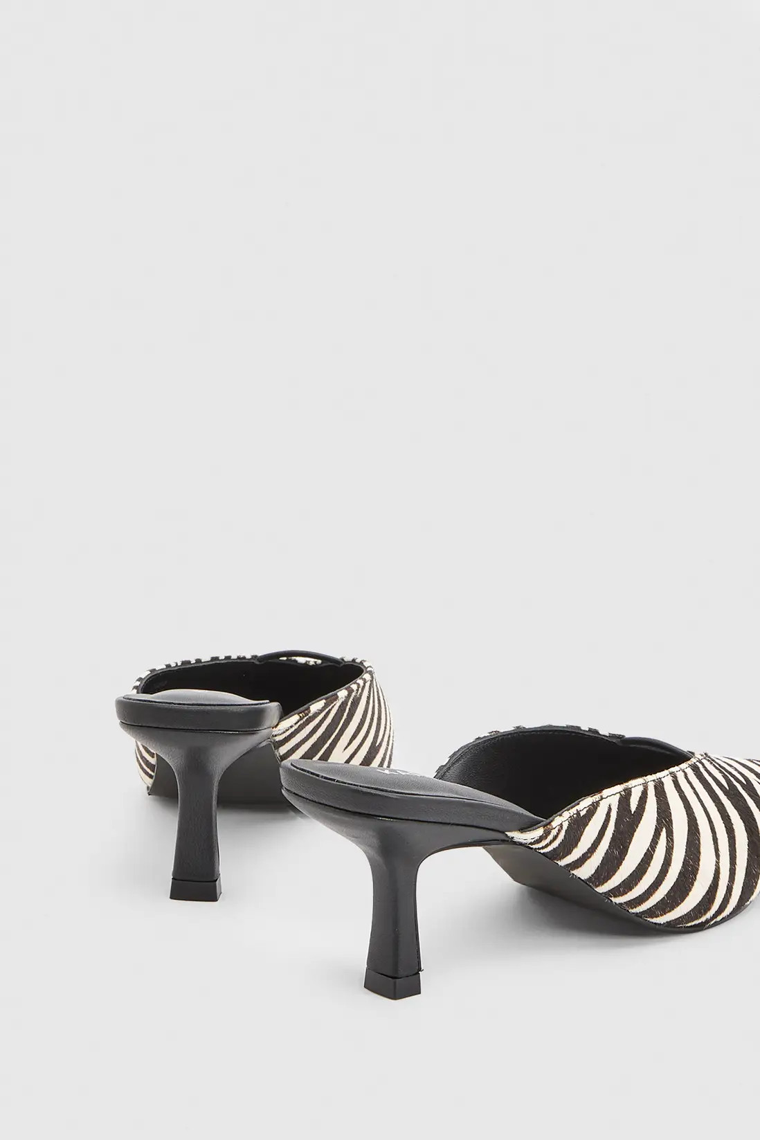 Leather Pony Skin Closed Toe Heeled Mules | Karen Millen