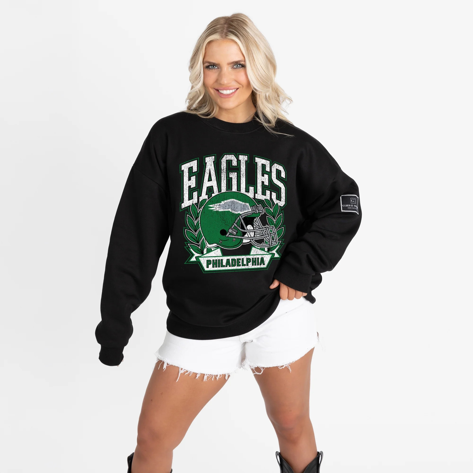 Women's Gameday Couture Black Philadelphia Eagles Oversized Victory Lane Black Label Premium Flee... | Walmart (US)