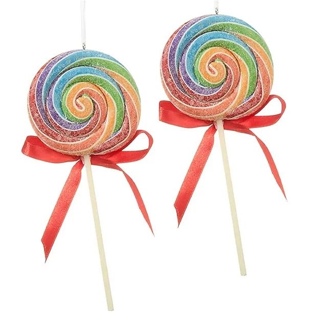 The Bridge Collection  Set of 2 - 7" Rainbow Swirl Claydough Lollipop Christmas Ornaments - Walma... | Walmart (US)