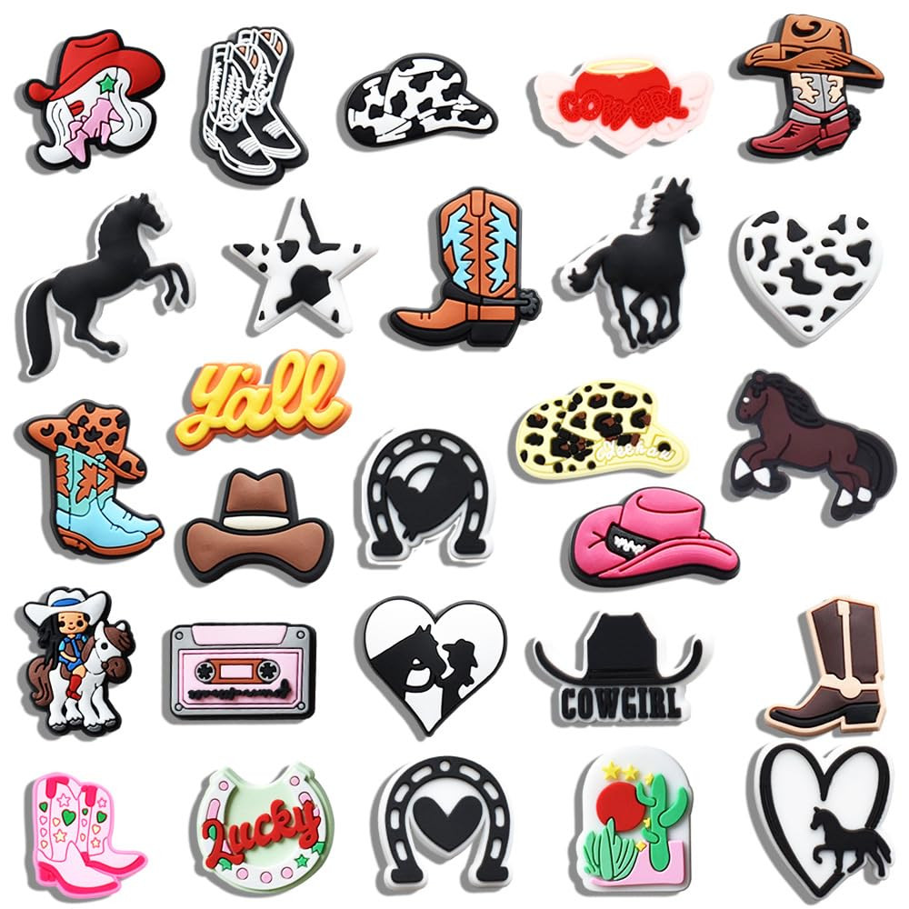 27PCS Cowgirl Shoe Charms for Clog Decoration Horse Shoe Charms Accessories for Bracelet Wristban... | Amazon (CA)