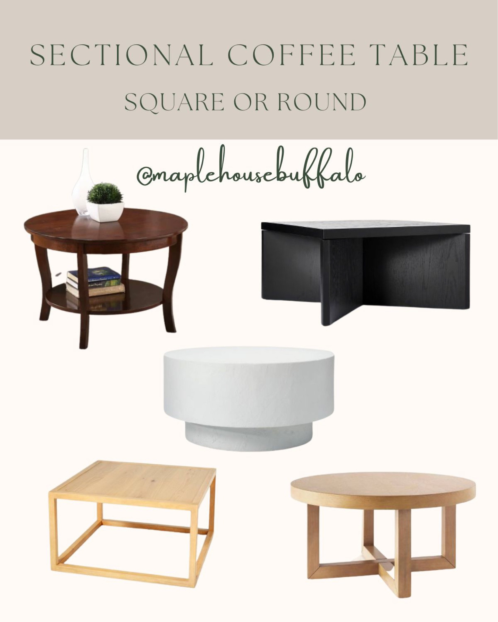 Sectional coffee table - I would recommend choosing a square or round coffee table to complement a sectional living room sofa 

#LTKstyletip #LTKhome #LTKFind