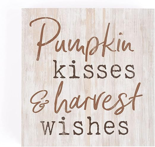 P. GRAHAM DUNN Pumpkin Kisses Harvest Wishes Whitewash 3.5 x 3.5 Inch Pine Wood Tabletop Block Si... | Amazon (US)