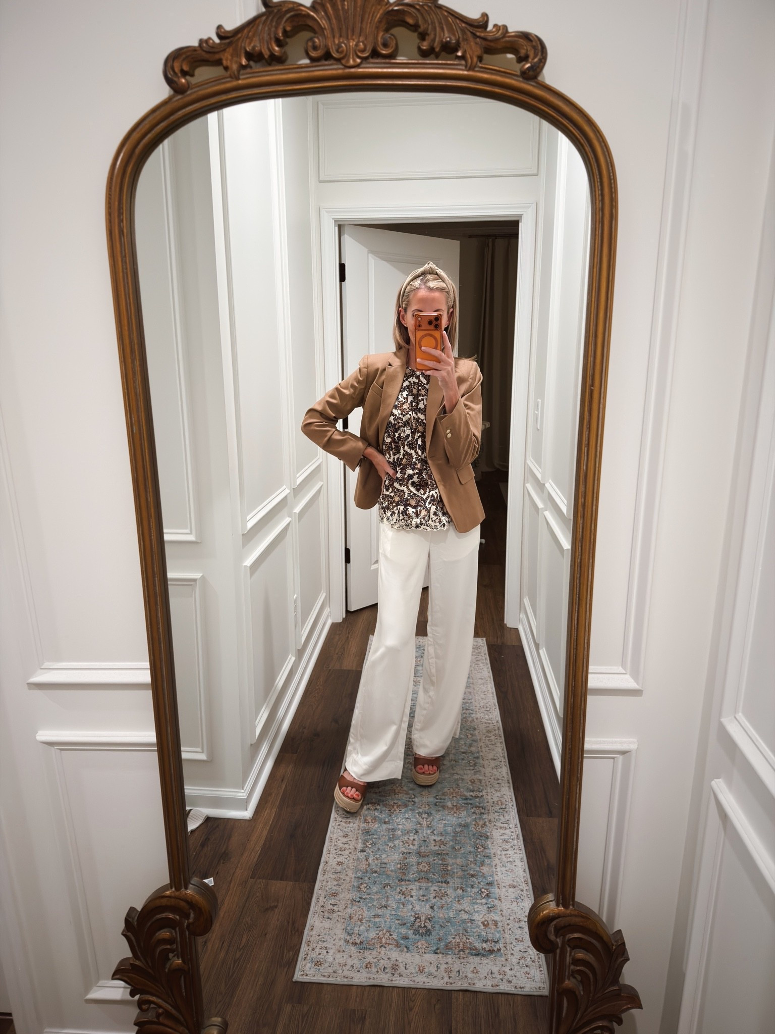 Today’s outfit of the day – is a high low viral Target pants low at $25… J.Crew factory blazer high. Linked  some of my favorite tops. Wearing a size extra small and all.