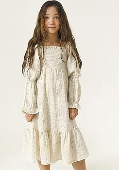 NOTHING FITS BUT Girl’s Classic Cotton Dress, Muslin Yuki Gown, Kids Casual Long Dress | Amazon (US)