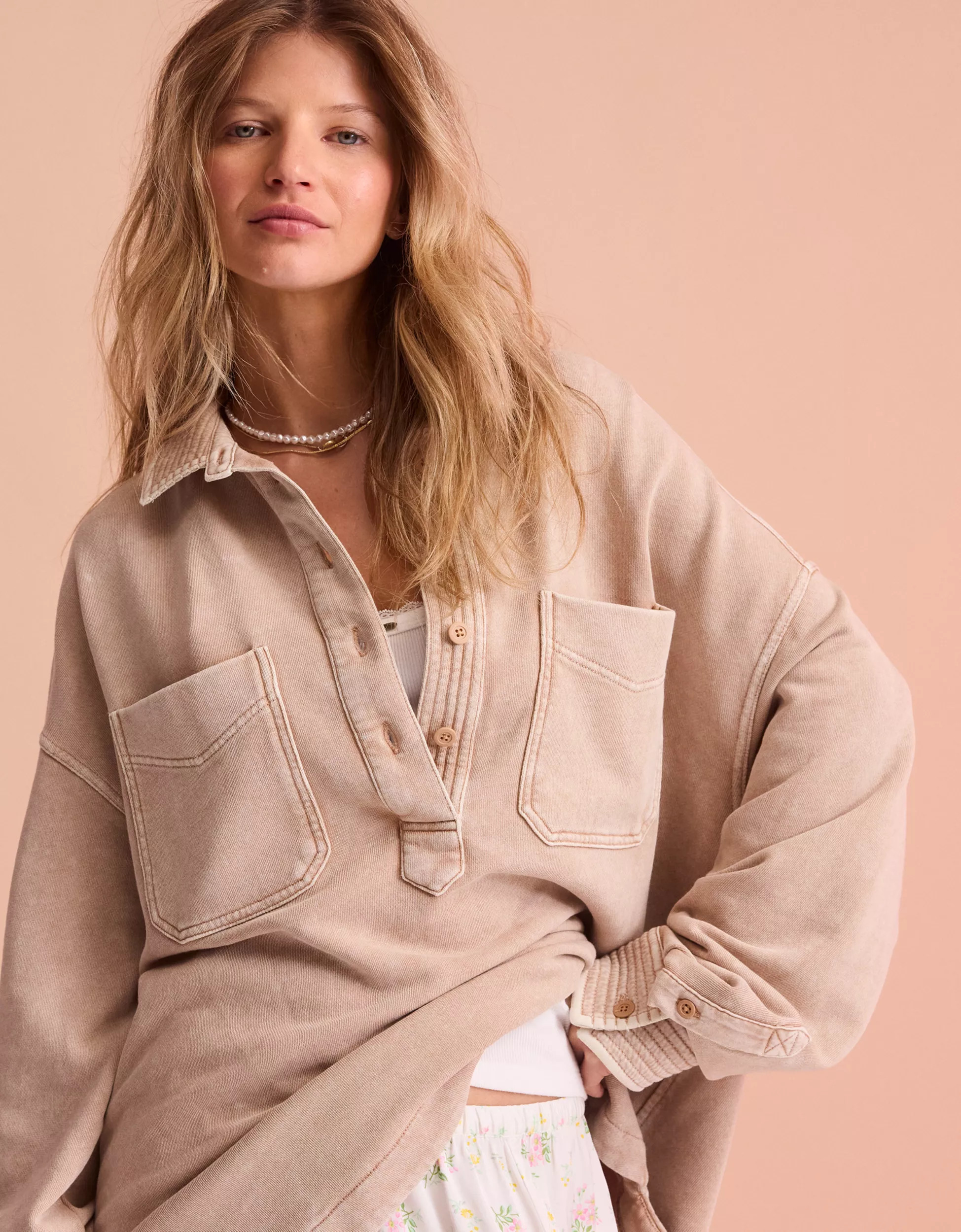 Aerie Popover Polo Sweatshirt | American Eagle Outfitters (US & CA)