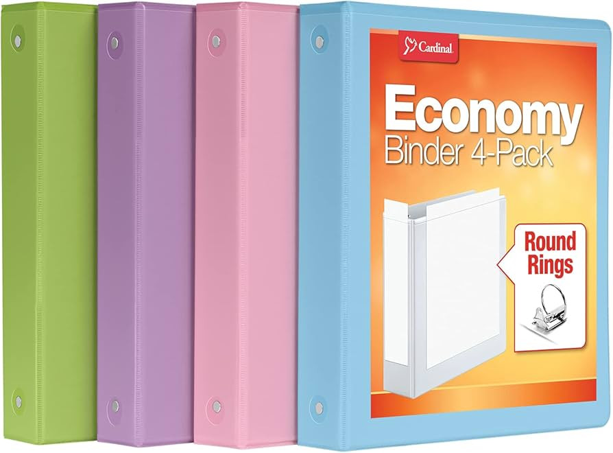 Cardinal 3 Ring Binders, 1.5 Inch, Round Rings, Holds 350 Sheets, ClearVue Presentation View, Non... | Amazon (US)