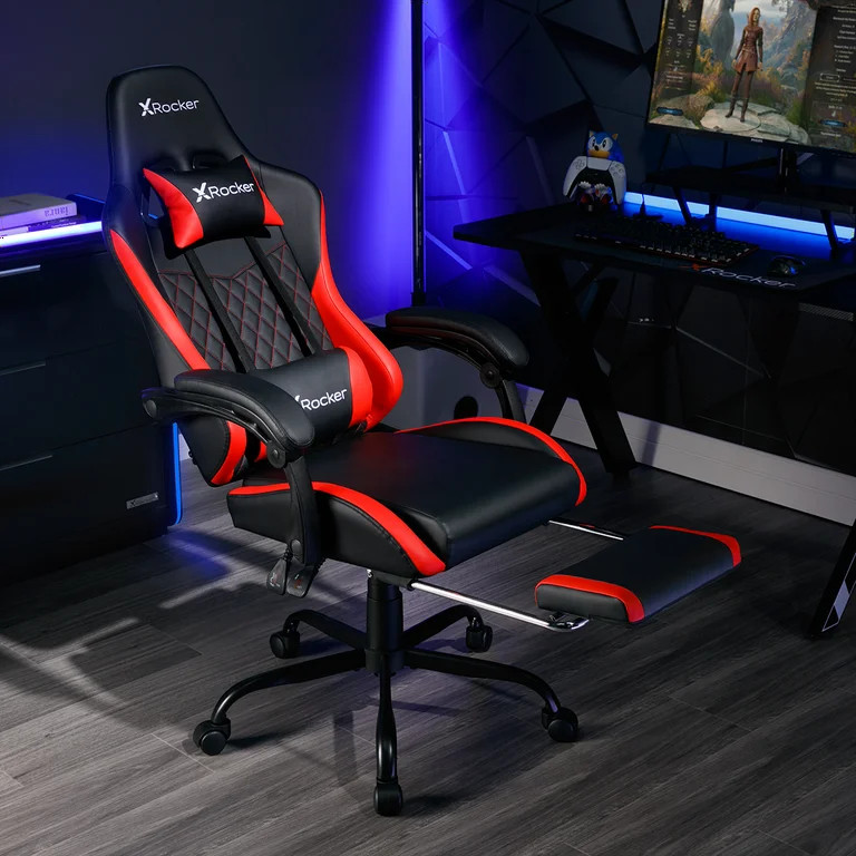 X Rocker Apex PC Gaming Chair with Massage Function and Footrest, Red - Walmart.com | Walmart (US)