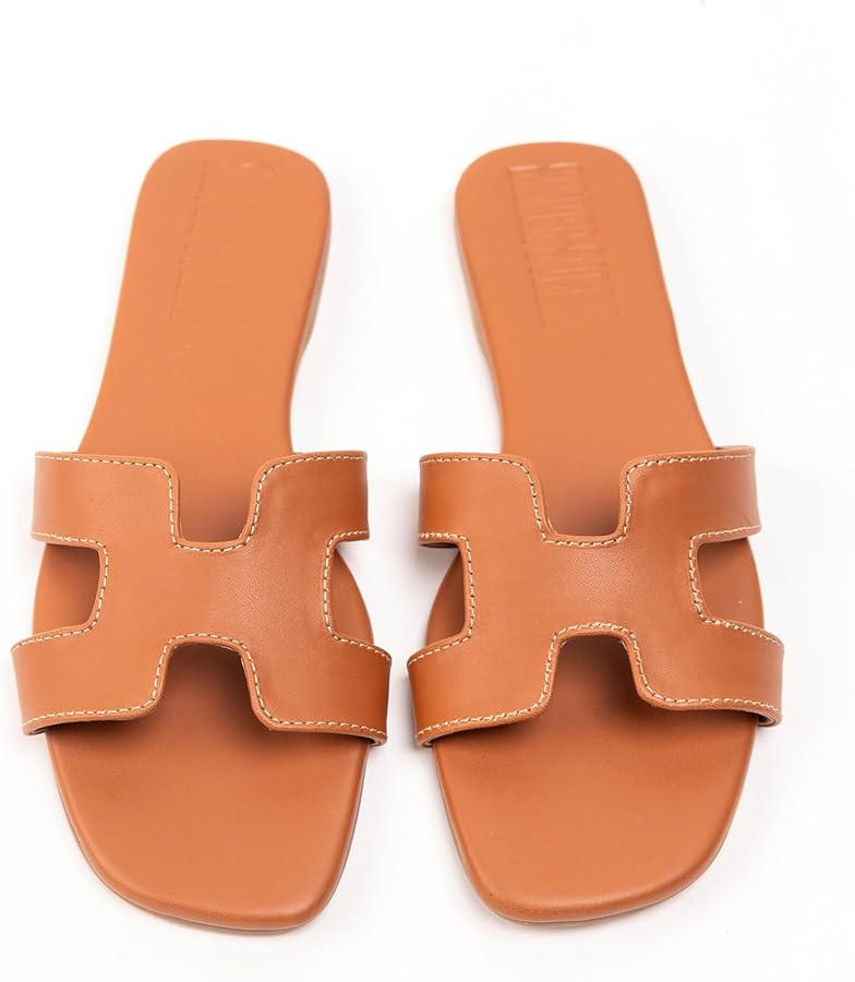 Women's Voyage Flat Slide Sandals - Square Open Toe Slides H-Band Slides for Women Fashionable Sl... | Amazon (US)