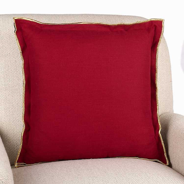 Red with Gold Trim Flange Pillow | Kirklands