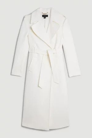 Italian Virgin Wool Strong Shoulder Coat | Karen Millen UK + IE + DE + NL