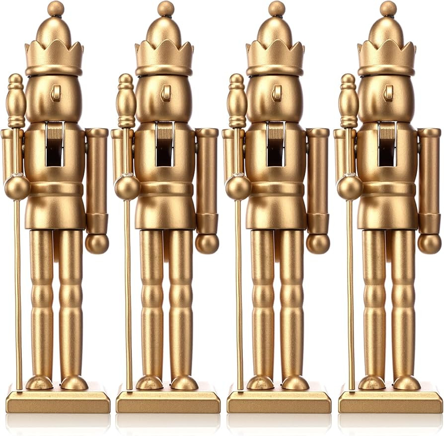 Roowest 4 Pcs Christmas Nutcracker Figure 7 Inch Gold Wooden Doll Decoration Set Including Nutcra... | Amazon (US)