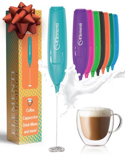 Elementi Powerful Frother Wand – Lightweight Milk Frother & Drink Mixer Handheld, Matcha Whisk for Dreamy Lattes, Powerful Coffee Mixer Wand & Blender Stirrer - Make Creamy Cappuccinos at Home (Teal) | Amazon (US)