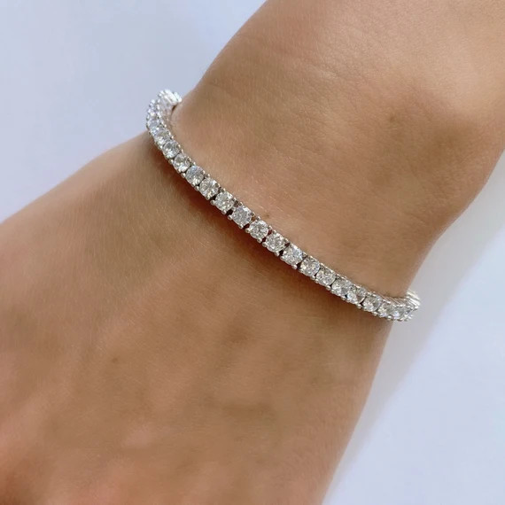 Tennis Bracelet Sterling Silver 925, Premium 3mm CZ Diamonds, Delicate Bracelet, Diamond Bracelet... | Etsy (US)