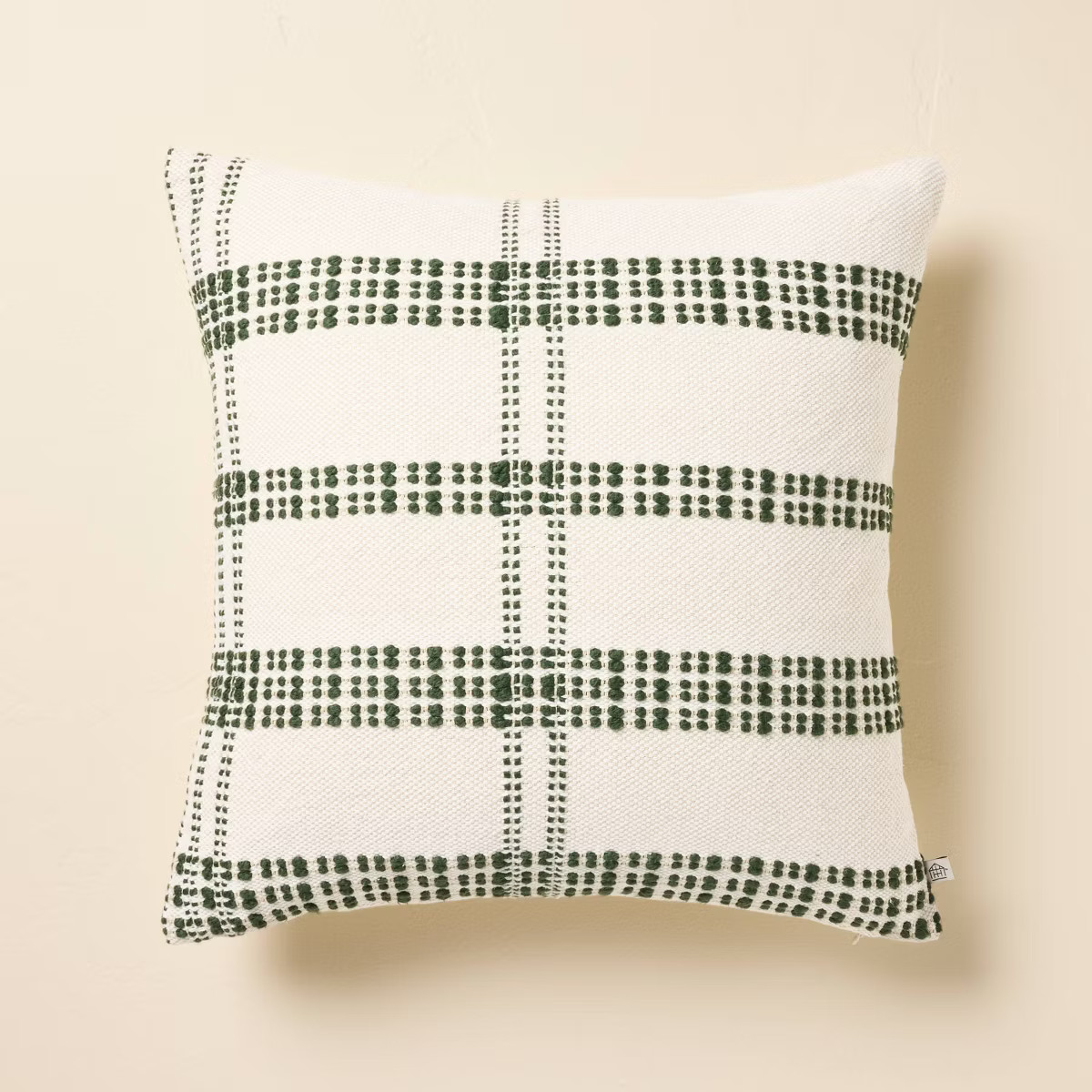 18"x18" Open Texture Plaid Square Christmas Throw Pillow Dark Green - Hearth & Hand™ with Magno... | Target