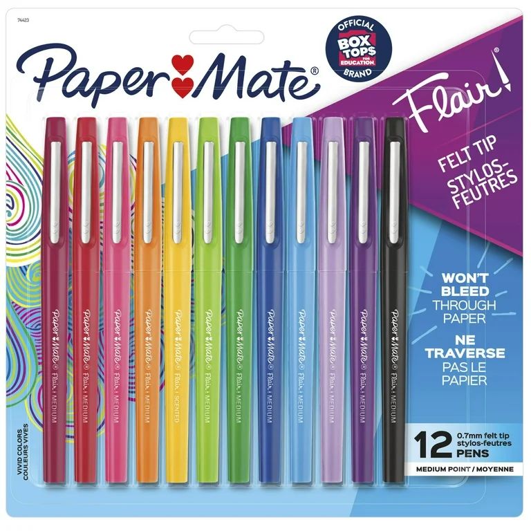 Paper Mate Flair Felt Tip Pen Set, 0.7mm, 12-Colors | Walmart (US)