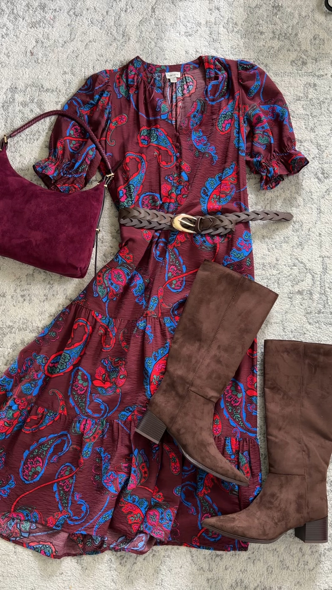 Walmart fall outfit idea with this midi dress and tall boots. Fit is tts. #fall family photo outfit fall dresses

#LTKOver40 #LTKmomlife
