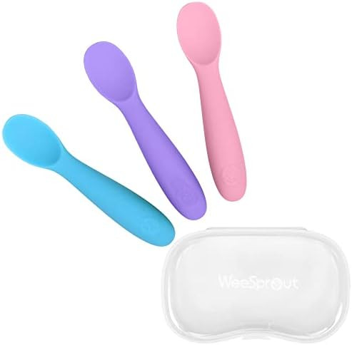 WeeSprout Baby Spoons for Self Feeding 6 Months +, Soft & Durable Silicone Utensils for Sensitive... | Amazon (US)