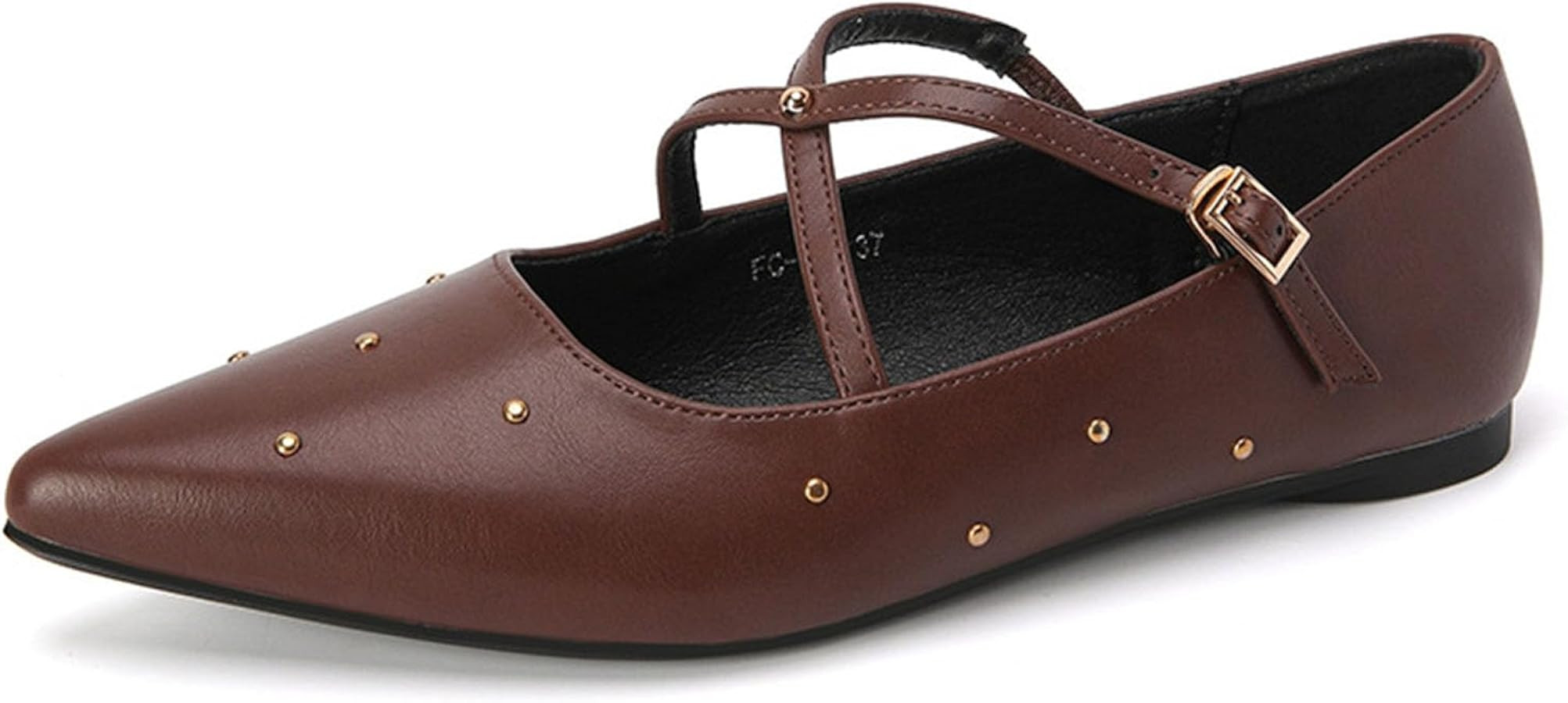 Women's Fashionable Pointed Adjustable Flat Mary Jane Shoes Retro Comfortable Casual Ballet Flats | Amazon (US)