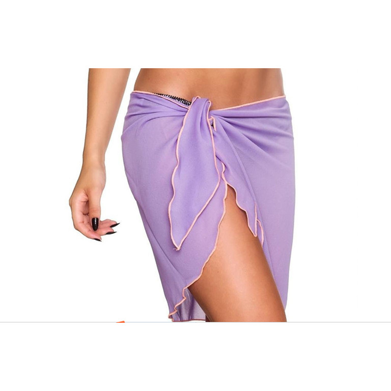 Canis Women Short Length Sheer Chiffon Sarong Wrap New Beach Swimwear Bikini Cover Up | Walmart (US)