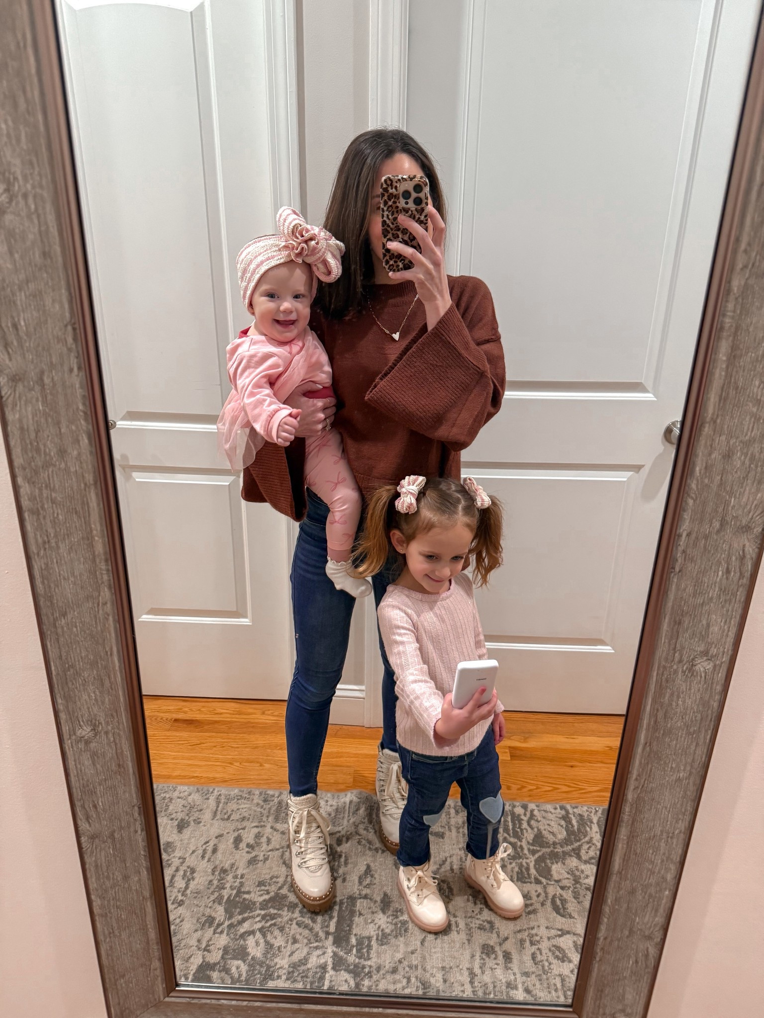 Bell sleeve sweater ; Amazon sweater ; breastfeeding friendly ; nursing friendly sweater ; mom outfit ; baby girl bow outfit 

Bows @tyednknots - code JULES 

#LTKFindsUnder50 #LTKootd #LTKmomlife