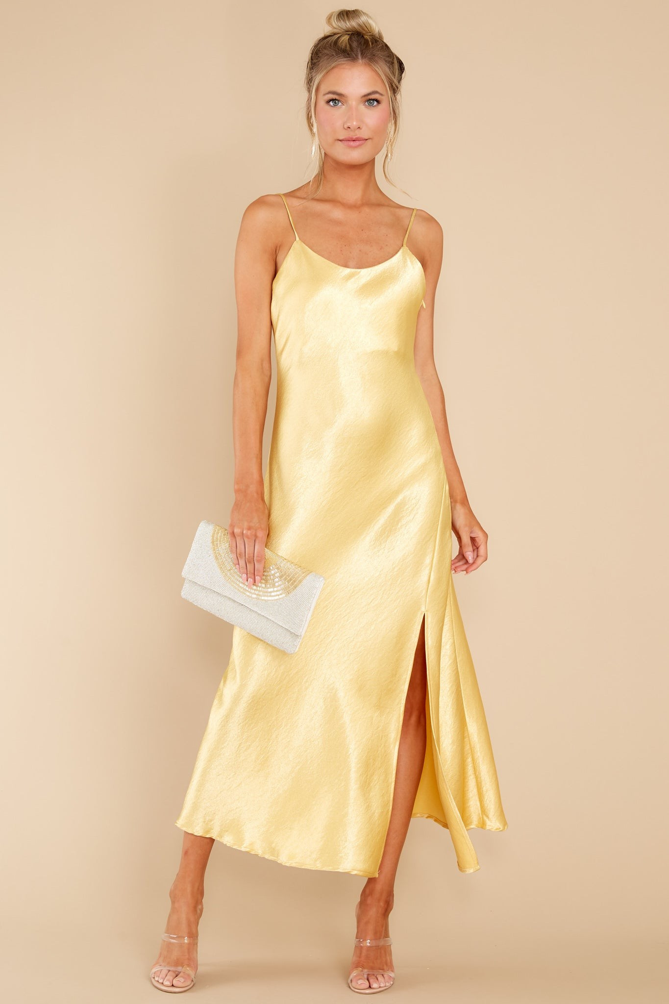 Divine Elegance Gold Midi Dress | Red Dress 