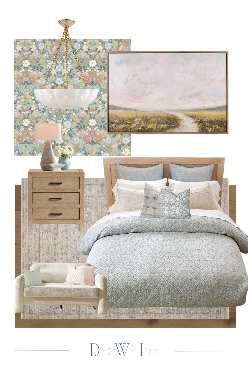 This bedroom mood board blends calming blue tones, soft neutrals, and layered textures for a cozy yet refined retreat. A statement floral wallpaper, warm wood furniture, and serene artwork tie the space together for a look that feels timeless and inviting. Perfect for refreshing your primary bedroom or styling a guest room, this curated design is all about comfort with elegance. Shop the full look on LTK and explore more interior design inspiration.


#BedroomInspo #InteriorDesign #MoodBoardDesign #HomeDecorIdeas #BedroomGoals #NeutralHomeDecor #CozyBedroom #LTKHome #PinterestInspo #BedroomStyling #InteriorDesignLovers #CuratedHome #TimelessInteriors #HomeDecorLovers #ShopTheLook 

 #LTKHome