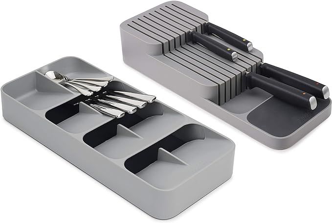 Joseph Joseph Dream Drawers Drawerstore Compact Cutlery & Knife Organiser Set of 2, Grey, Large | Amazon (US)