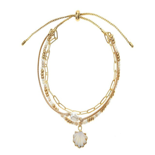 Time and Tru Women's Shell Layered Cord Bracelet | Walmart (US)