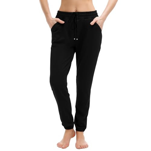 Walifrey Womens Joggers with Pockets, Drawstring Sweatpants Women for Lounging Jogging Gym and Workout Black,1 Pack Black L | Amazon (US)