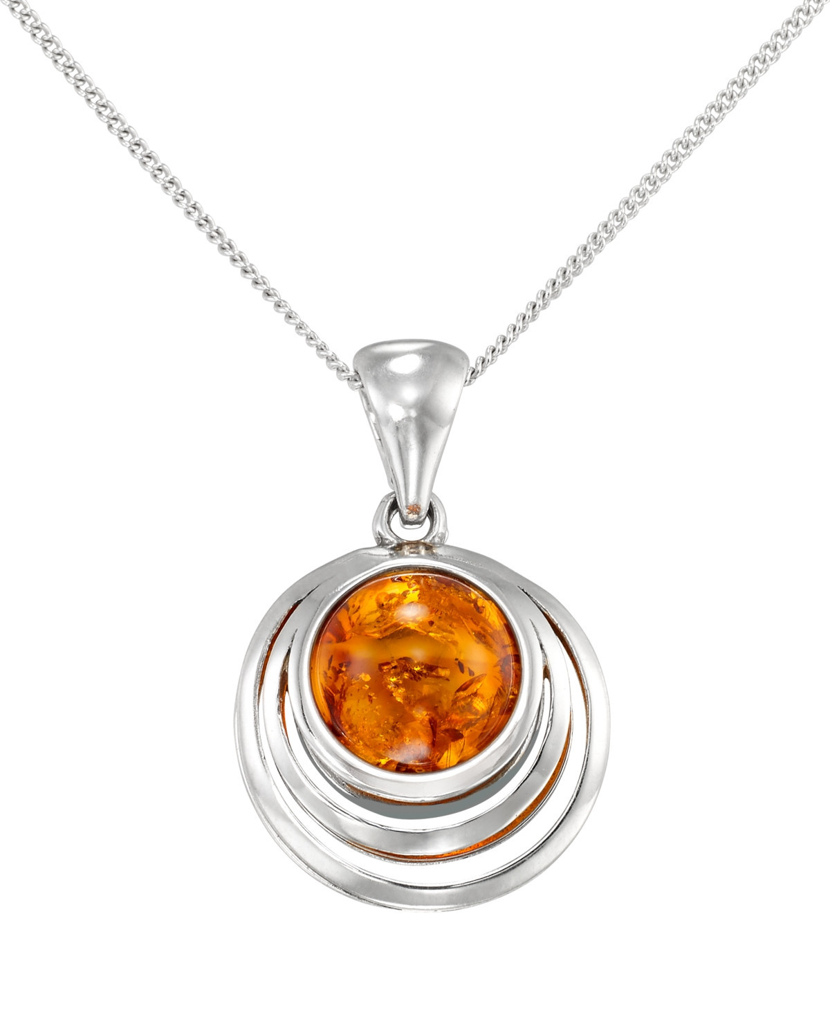 Macy's Amber Circle Pendant Necklace (4 ct. t.w.) in Sterling Silver - Amber | Macy's