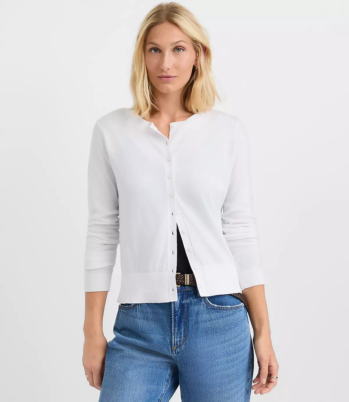 Modern Crew Neck Cardigan | LOFT