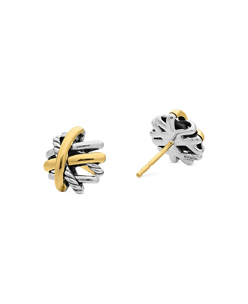 Crossover Stud Earrings in Sterling Silver with 18K Yellow Gold, 11mm | Bloomingdale's (US)