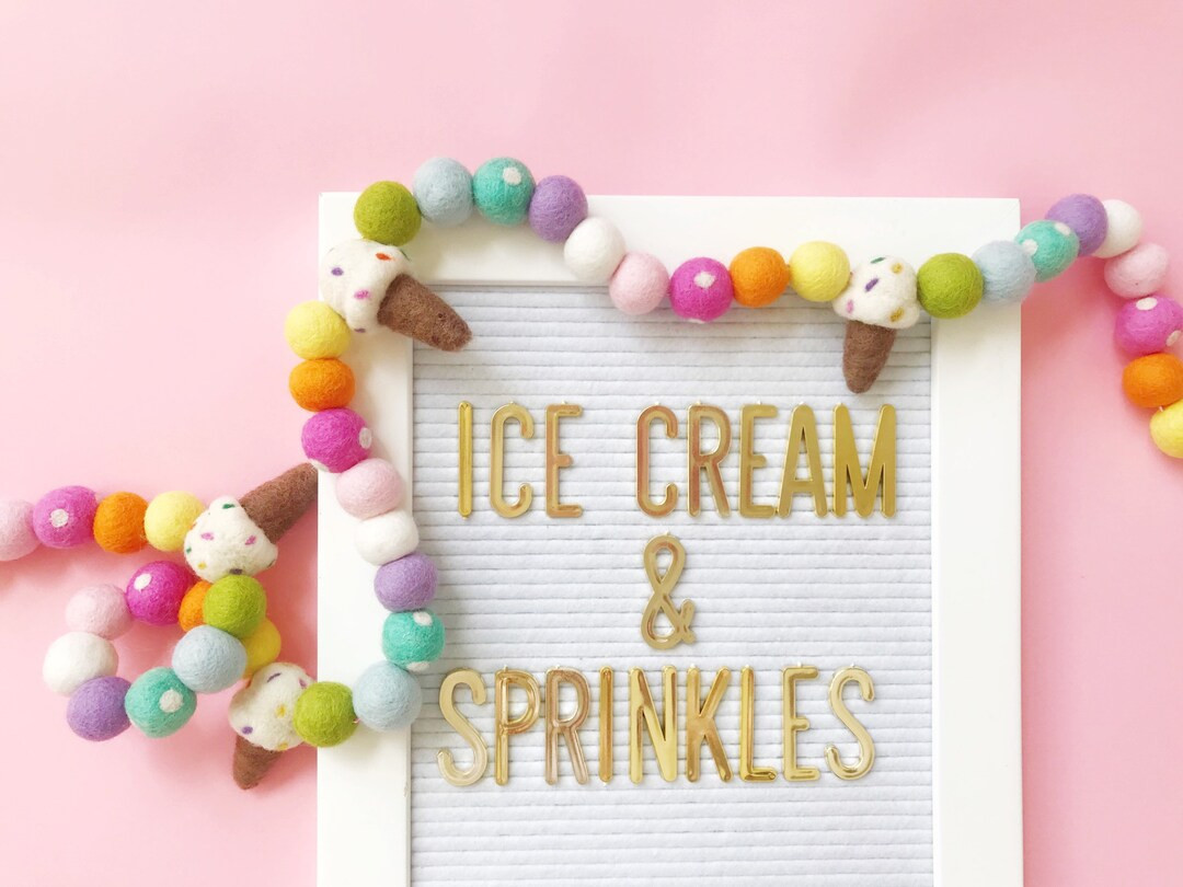 Ice Cream & Sprinkles Felt Ball Garland, Banner, Bunting - Birthday, Party, Celebrate - Etsy | Etsy (US)