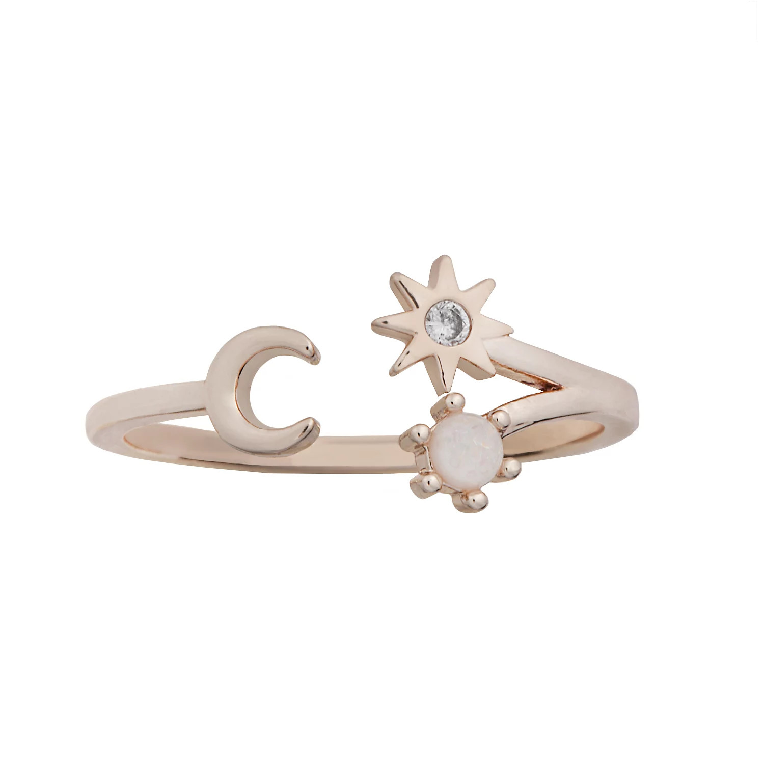 LC Lauren Conrad Rose Gold Tone Cubic Zirconia Sun Moon & Star Ring | Kohl's