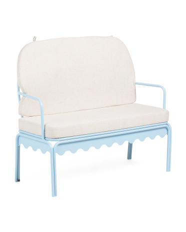 44x37.5 Outdoor Scallop Frame Settee With Cushions | TJ Maxx