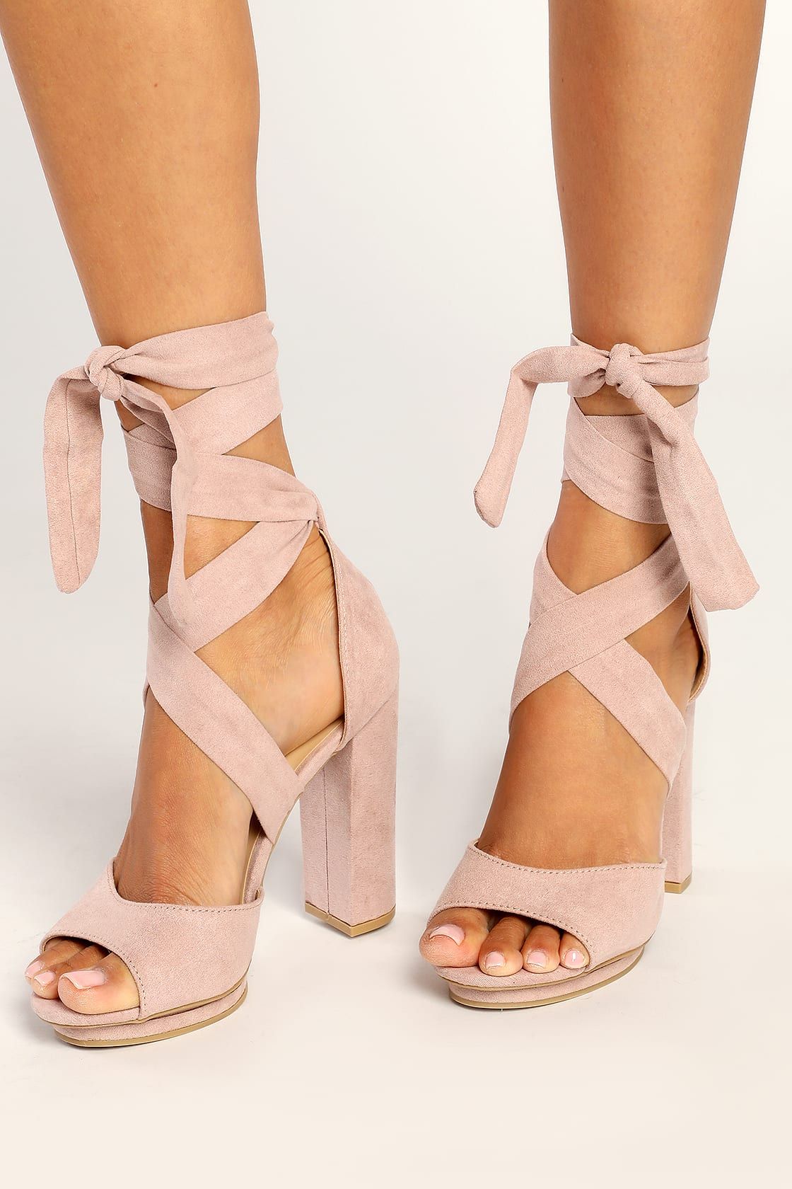 Dorian Blush Suede Lace-Up Platform Heels | Lulus (US)
