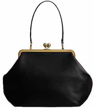 COACH Large Oversized Kisslock Frame Shoulder Clutch Bag - Black | Dillard's