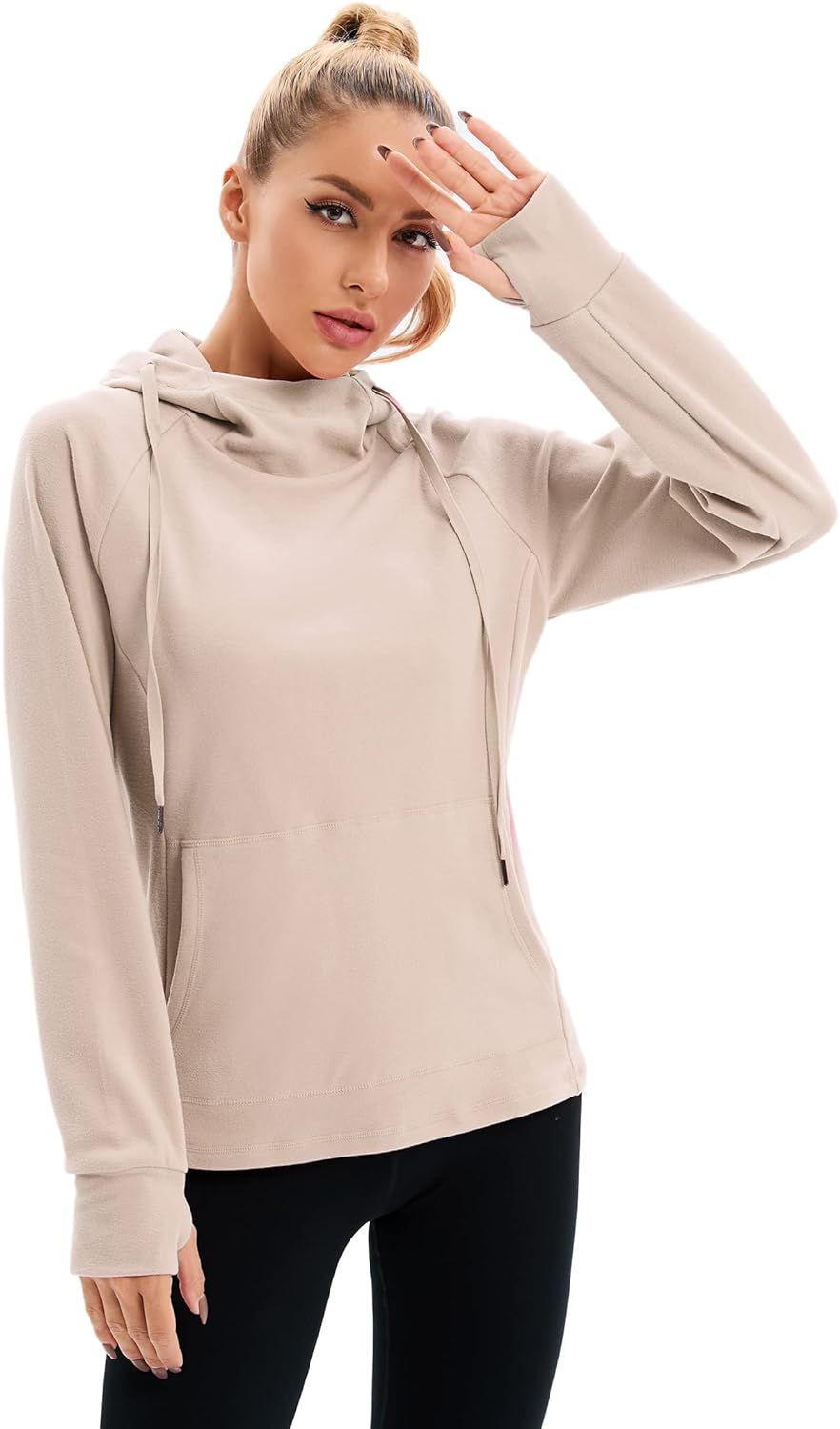 GymSmart Womens Oversized Full Zip Up Hoodie with Thumb Holes Fleece Lined Collar Long Sleeve Cro... | Amazon (US)
