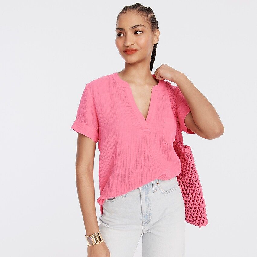 V-neck soft gauze popover | J.Crew US