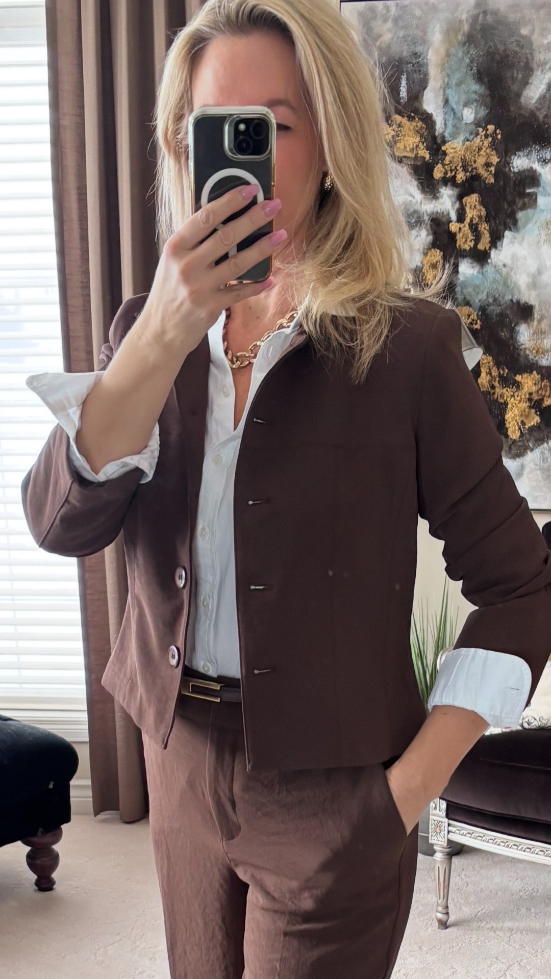 Are you a fan of chocolate (the confectionary) or chocolate (the color)?🤎 or maybe both??

I have been a lifelong fan of the confectionary but only more recently a fan of the color. 🤎

The jacket I’m wearing is a crepe material with a bit of crinkle to it and has a fitted silhouette with a shorter hem. 

I’m wearing a matching pants but it would sure be cute with a skirt or pair of denim too! 


#LTKspringtrends #LTKSeasonal #LTKWorkwear
