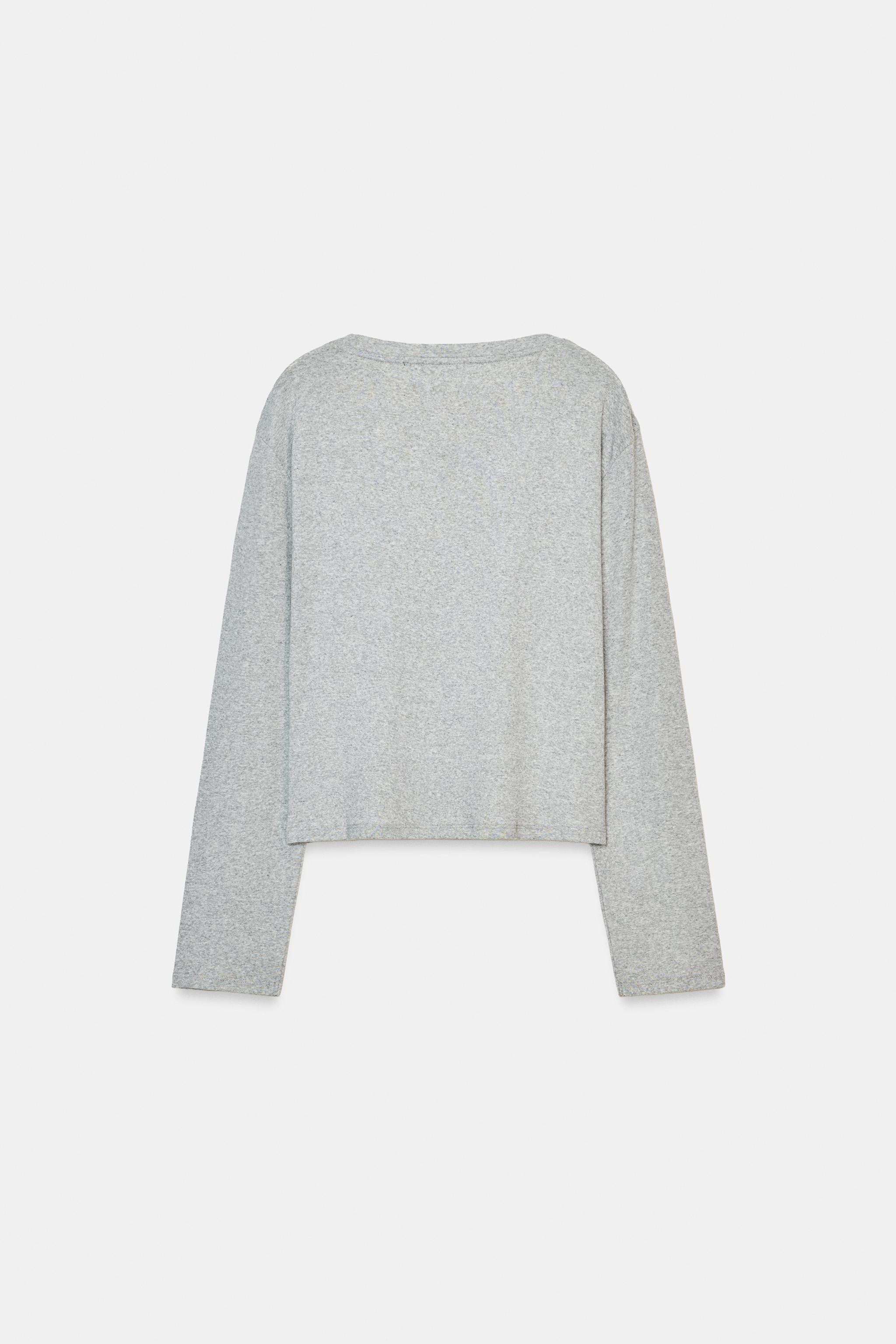 LONG SLEEVE BOAT NECK T-SHIRT | Zara UK