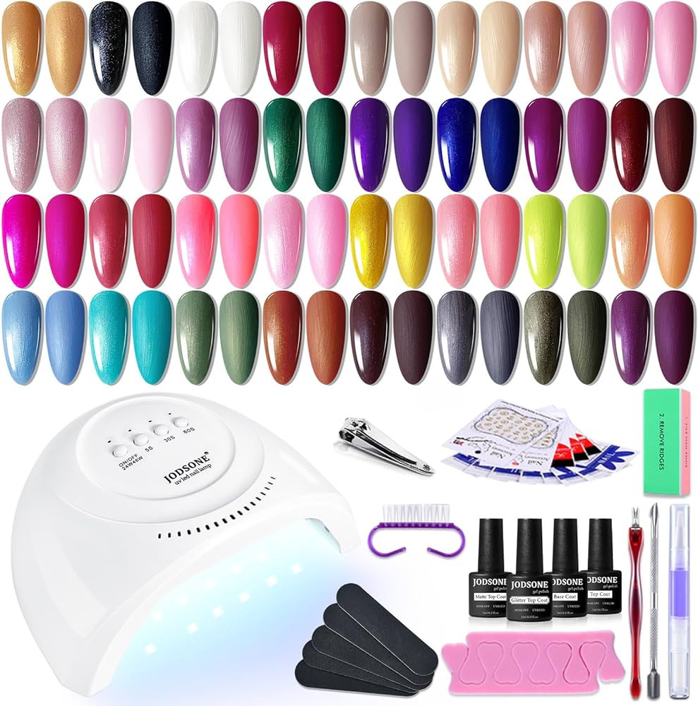 JODSONE Gel Nail Polish Starter Set Ribbon Glitter Gel Nail Summer Light Gel Nail Polish Winter D... | Amazon (US)